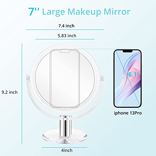 Fabuday Magnifying Makeup Mirror Double Sided 7 Inch Tabletop Mirror With 1X & 10X Magnification, Magnified Desk Mirror For Makeup, Cosmetic Vanity Mirror With Stand And 360° Rotation, Acrylic #TOP5