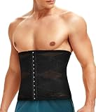 SCARBORO Waist Trainer for Men Faja Body Shaper Tummy Control Sweat Trimmer Corset Stomach Wrap Black-hooks