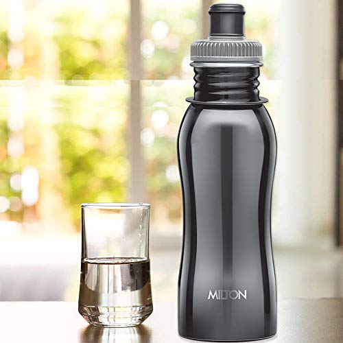 Image of MILTON Easy Grip 500 Stainless Steel Water Bottle, 500 ml, Black | Leak Proof | Office Bottle | Sports Bottle | Home | Kitchen | Hiking | Treking Bottle | Travel Bottle