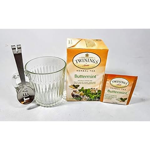 Twinings Buttermint Tea. Vanilla and Peppermint Infusion. 20 Teabags. Twinings Taster Pack with Squeezer. Great as Iced Tea Cover