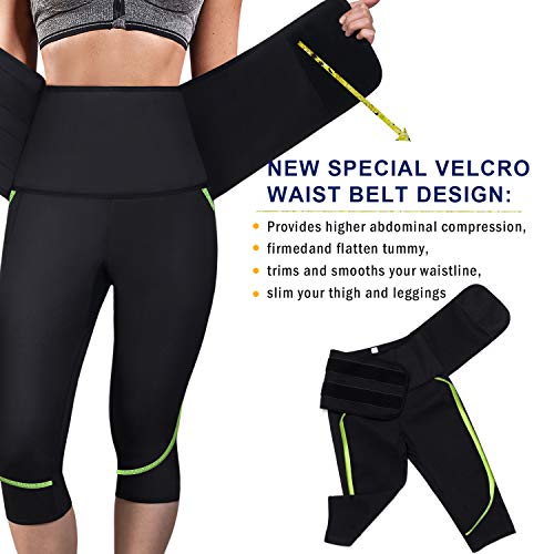image for Ursexyly Women Sauna Yoga Pant Capris Fat Control Sweat Legging with W