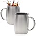 Stainless Steel Coffee Mug With Lid Set Of 2 - Double Wall Insulated Coffee Mugs - 14 Oz Stainless Steel Coffee Cups - Perfect For Hot & Cold Drinks