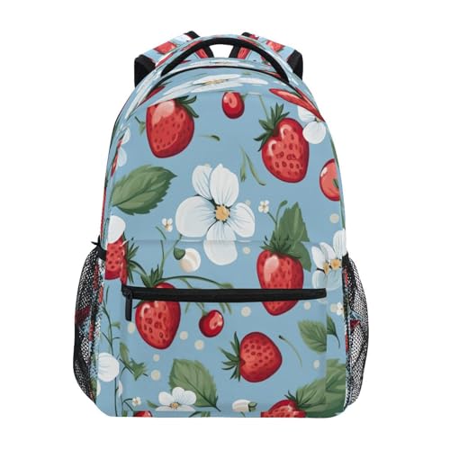 Sac à dos ordinateur portable à motif fraise léger et mixte
