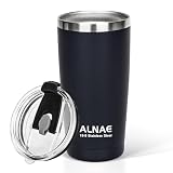 ALNAE タンブラー ふた付き 真空断熱 600ml 水筒 マグボトル コーヒーカップ 二重構造 保温保冷 直飲み 大容量 ビール コーヒー 直接ドリップ ブラック