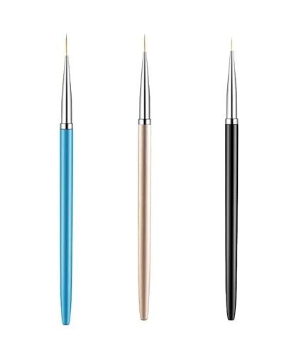 HIGHROCK 3PCS Nail Art Liner Brushes, Painting Acrylic Nail Nylon Brush Striping Brushes, Elongated Lines Nail Painting Drawing Pen Detailer Thin Liner