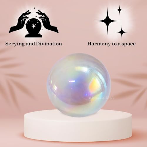Image of Certified Angel Aura Quartz Crystal Ball for Meditation - Premium Crystal Vastu Items for Home and Feng Shui Items for Good Luck - Ideal for Pooja Supplies and Spiritual Practices (1 Inch)