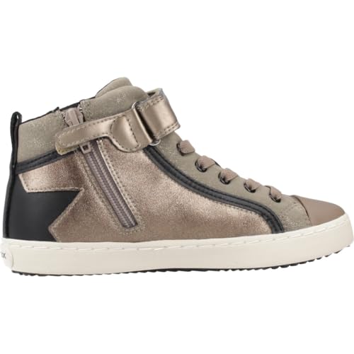 Geox Baskets J Kalispera pour Fille, Beige foncé et Noir, 2.5 UK