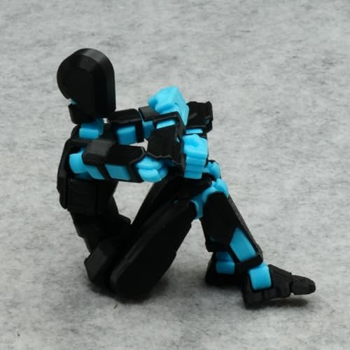 Image of Dummy 13 Action Figure Robot | Fully Articulated 3D Printed Robot Toy | 5.4-inch Collectible Figurine | Matte Finish | Unassembeled | Combo of 2 (White-SkyBlue+Black-SkyBlue)