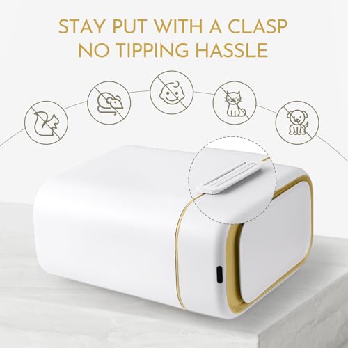 Image of ELPHECO 2.5 Gallon Garbage Can with Buckle-up Latches, Motion Sensor Trash Can with Buckling Latches for Bathroom, Living Room, Office, Bedroom, 2 AA Batteries (Excluded), White Gold