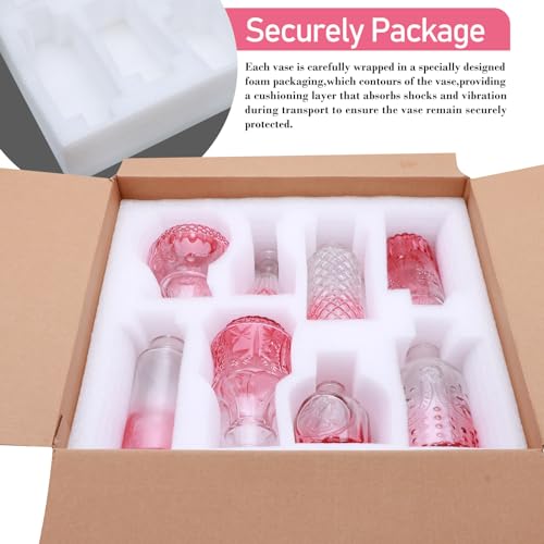 Brajttt 001 Pink Flower Vase Set, Glass Bud Vase In Bulk Set Of 8,Artistic And Cultural Flavor Mini Vases For Home Office Decor, Bedroom thumb #7