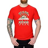 Jimmys Textilfactory T-Shirt Pizzeria Pizza-Lovers Karneval Fun-Shirt Party 13 Farben Herren XS - 5XL Fasching Verkleidung Italien Pizzabäcker lustig kreativ, Größe: XL, Farbe: rot