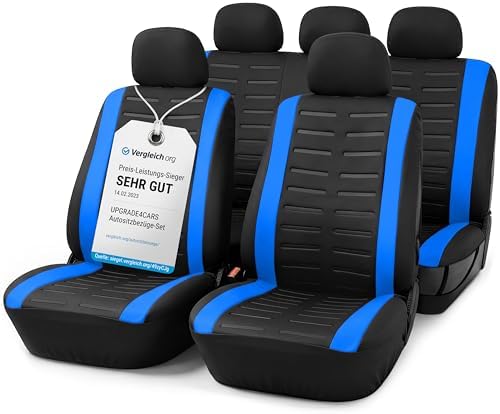Upgrade4cars Autositzbezüge Set Universal Version 2026 Blau Schonbezüge | Für Vordersitze & Rückbank | passend für die meisten Fahrzeuge | Schützt die Autositze vor Abnutzung