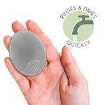 S&T INC. Exfoliating and Massaging Cradle Cap Bath Brushes for Baby, Silicone - 2 Inch x 2.5 Inch, Grey and Teal, 2 Pack - Image 2