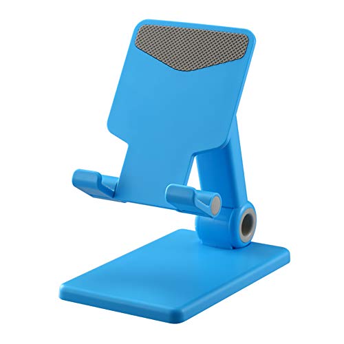 Veamor Foldable Cell Phone/Tablet Stand, Angle & Height Adjustable Dual Rotating Desk Mount Holder for iPhone, iPad, Kindle & Most 4-12.9 Inches Smartphones/Tablets/eReaders (Blue)