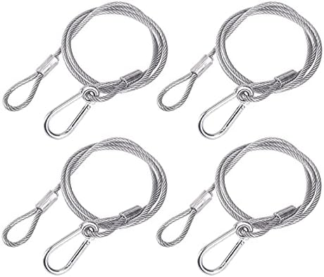 (Pack of 4) Clamp Hook Safety Rope Hanging Device,Hang on Truss,Use For Moving Head Beam,Led Par Light Stage Lighting Accessories (4mm 85cm 25kg)