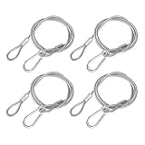 4Pack Elingue Securite Cable de Securite Acier Eclairage de Scene, 85cm Steel Safety Cable Chain Rope Light Hooks, élingue de Sécurité Corde Securite Acier Crochet Lumiere dj Clamps for Truss Bracket