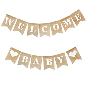 Welcome Baby Sign Pre Strung Burlap Welcome Baby Banner Elegant Baby Announcement Sign for Boy and Girl Newborn Birth Hospital Signs Baby Arrival Banners Adorable Baby Shower Decor
