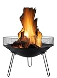 Feuerschale für den Garten Ø60cm mit Funkenschutz Feuerstelle Pflanzschale Terassenfeuer Korb für den Außenbereich, Outdoor, Camping, Terrasse