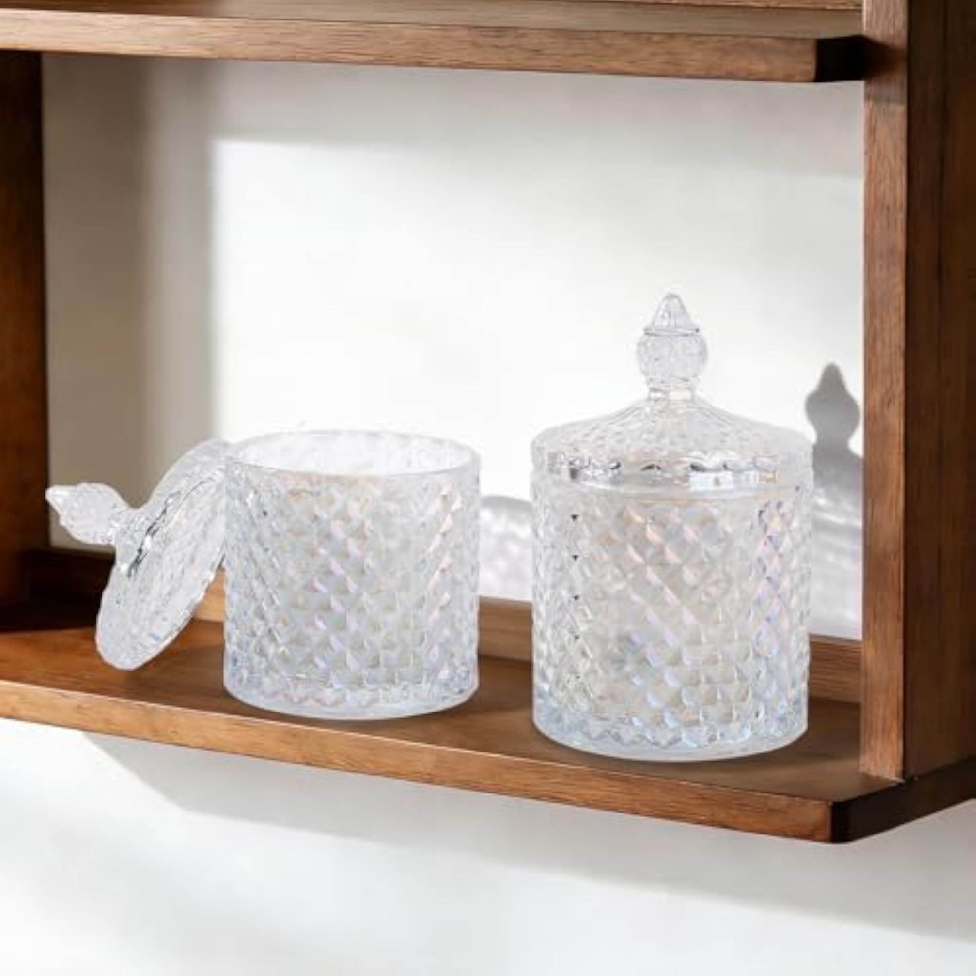 2 Pack Apothecary Jars with Lid, Thick Glass