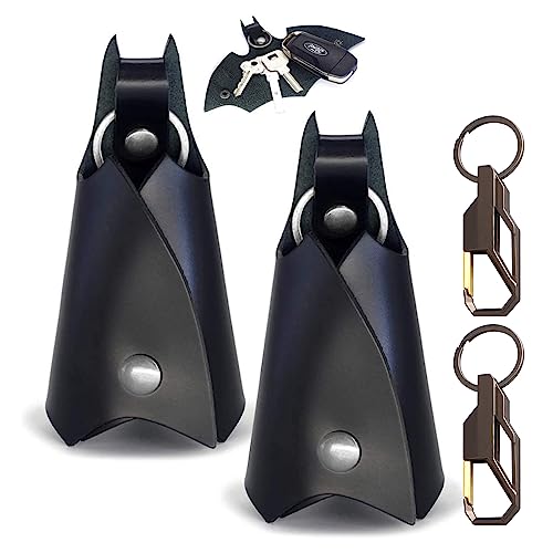 Suuwwn Capa de couro para chaves de Batman, porta-chaves de couro, para proteger chaves de carro e mota, Feminino masculino unissexo