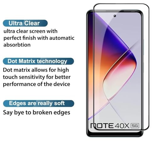 Image of 100FIT Tempered Glass For Infinix Note 40X 5G With Full Glue Edge-to-Edge Protector And Easy Installation Kit