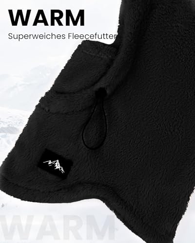 YYIDATON Plüsch Sturmhaube Mütze Winter Thermo Skimaske Fleece Thermale Windbeständig Gesichtshaube Outdoor Mütze Schal Balaclava für Herren Damen (Schwarz)