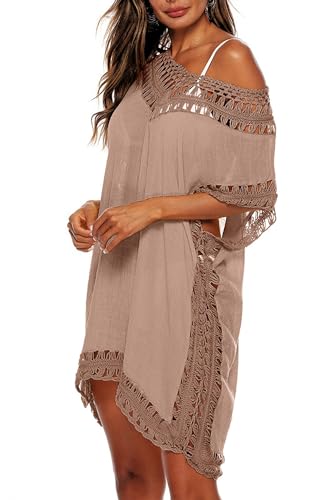 Image of Adisputent Womens Swimsuits Cover Ups Crochet Chiffon Beach Cover Bathing Suit Bikini Wear Coverups Dress