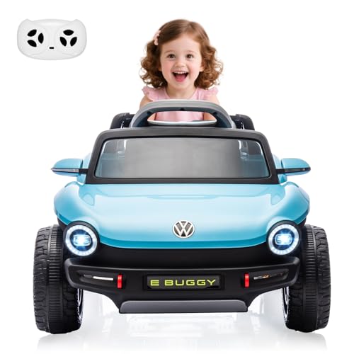 GarveeLife 12V Kids Ride On Car Licensed Volkswagen Beetle Electric Ride On Toy for Toddlers 4 Wheeler Vehicle with Parental Remote, Battery Level Dis