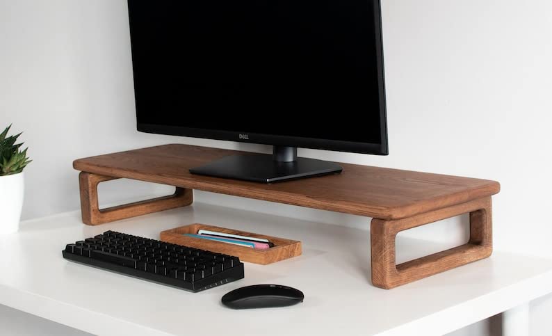 Streem Wooden Computer Monitor Stand, Monitor Riser Desk Shelf Desktop Stand Laptop Riser (Style- 05)