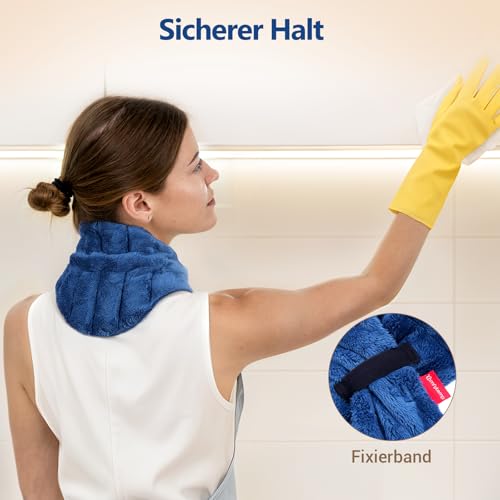 Comfytemp Mikrowelle Wärmeschal Nackenwärmer Halswärmer 18x84cm Körnerkissen Wärmekissen für Hals Nacken Ultraweiche Oberfläche Schal Natürliche Feuchte Wärme Geschenke