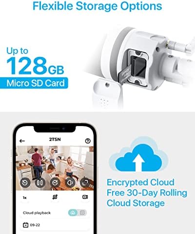 ZOSI 5MP Security Camera Outdoor Wireless, 2-Way Audio, Work with Alexa, Color Night Vision, TF Card/Cloud Storage, Motion Detection, Waterproof WiFi CCTV Camera, Light Sound Alarm, 2.4/5 GHz,C190 Pro