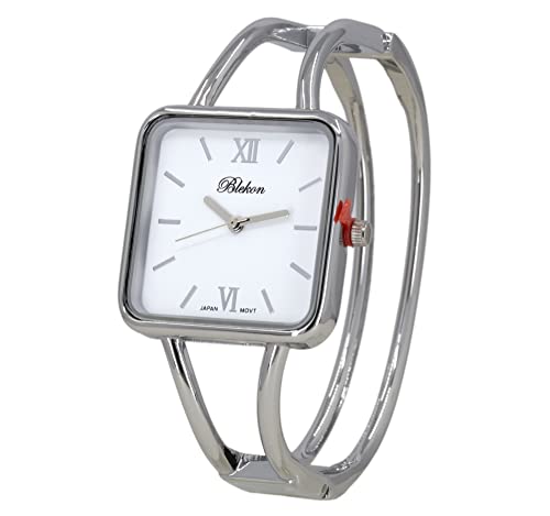 Montre carrée en métal argenté pour femme, l'éclat intemporel du bracelet manchette