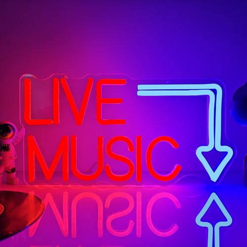 Live Music Neon Sign Wall Decor LED Light USB Powered Lamp for Bedroom Bar Music Studio Club Party
