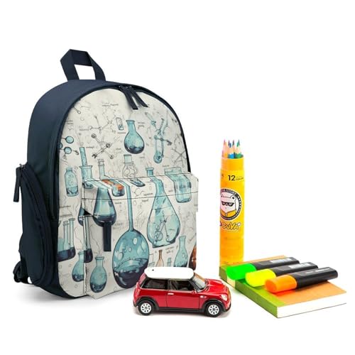 Chemistry Print Backpack Small Book Bag with Side Pocket, Lightweight Durable Backpack, Travel Rucksack, Blue-style3