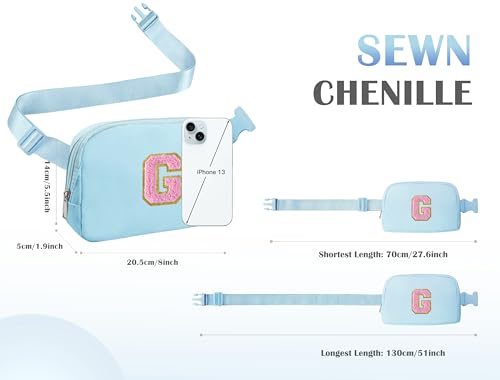 Image of COSHAYSOO Valentines Birthday Initial Gifts for Teen Girls 5 6 7 8 9 10 11 12 13 14 Year Old Blue Fanny Pack Belt Bag Crossbody Travel Purse Unique Letter G