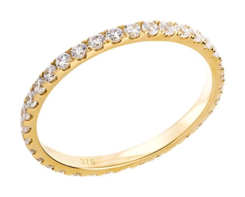 Ardeo Aurum Damenring aus 375 Gold Gelbgold mit Zirkonia im Brillant-Schliff Memory-Ring Eternity Vorsteckring Cover