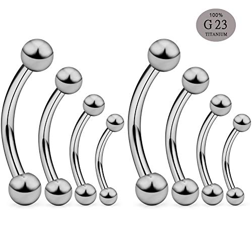 SCERRING 2-8PCS 16G G23 Titanium Curved Eyebrow Barbell Tragus Helix Ear Belly Lip Nipple Tongue Ring Body Piercing Jewelry 6-16mm2