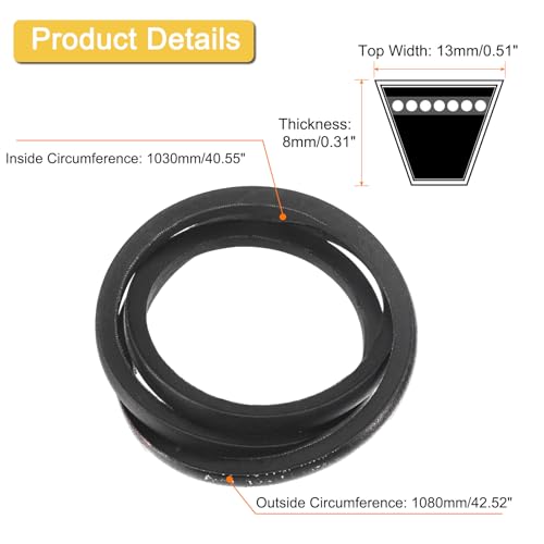 Image of uxcell A40 1 /2 Classic Wrapped V-Belt, 43 inch Outside Circumference, Black