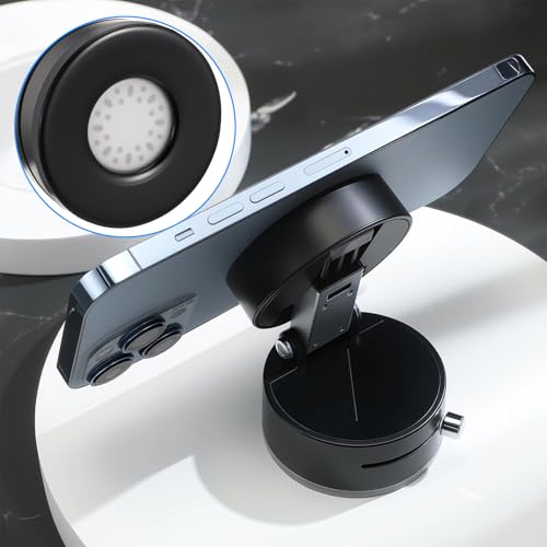 Image of Kingdder Vacuum Magnetic Suction Phone Holder Updated 360 Rotatable and Foldable Magnetic Phone Mount Stand for Car, Gym(Drip Glue,Black)