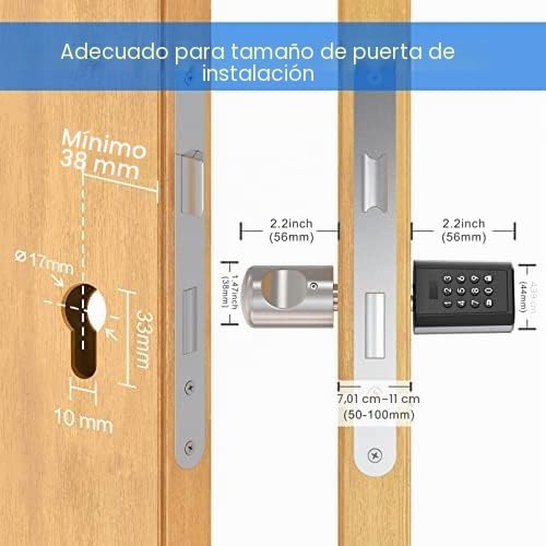 Miniatura 6 de Welock Cerradura Electronica Cerradura Inteligente Con Código, Bluetooth Y Wifi, Smart Lock Fácil De Instalar Plata