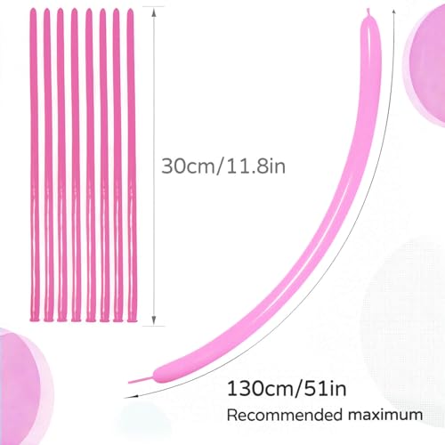 Image of 260 Pink Long Balloons for Balloon Garland Thickening Skinny Latex Twisting Animals Modeling Christmas Birthday Wedding Party Festival Decorations 100pcs