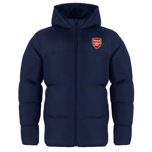 Arsenal F.C. Boys Quilted Jacket Hooded Winter Coat Official Gift Navy 8-9 Years