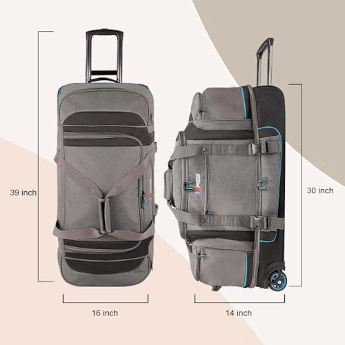 30''Extra Large Rolling Duffle Bag with Wheels w/Handle,Big Expandable Travel Duffle Bag for Men Wome,2 Layers of Space, Multiple Interior and Exterior Pockets#TBL-074,Blue3