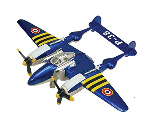 IndusBay Diecast Alloy Metal Body P-508 / P-38 Lightining World War II Fighter Plane Aeroplane Toy for Kids (Size 4.72 Inches) - Blue
