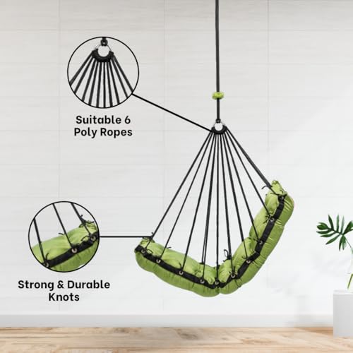 Image of Swingzy Premium Hanging Swing Chair for Kids & Adults | Portable Hammock Chair with Padded Cushion for Outdoor & Indoor| Cozy Single Seater Jhula for Home | Weight Capacity Upto 200Kgs (Green)