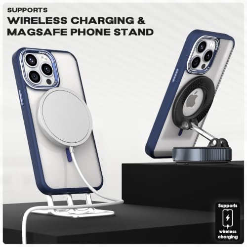 Image of Pikkme Back Cover for iPhone 15 Pro | Shockproof | Mag-Safe Compatible | Hard Transparent Back | Premium Raised Camera Protection | Bumper Case (Blue Mag-Safe)