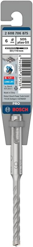 Bosch 1x PRO SDS plus-5X Crusher Drilling Bit (Equipped Concrete, Concrete, Ø 6.00 mm, Professional Accessory Crusher Drilling)