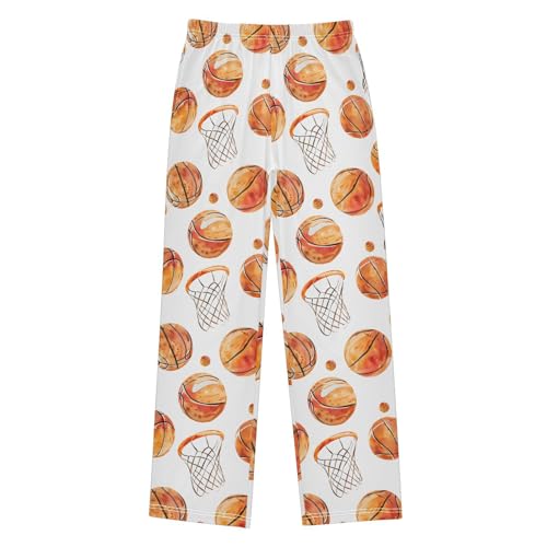 Pajama Pants Sleep Pants Soft Elastic Waist Pajama Lounge Pants Watercolor Basketball for 6-14 Years Old