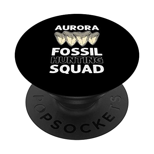 Aurora Fossil Tooth Hunting Squad. Megalodon Tooth Hunting PopSockets Swappable PopGrip, Black