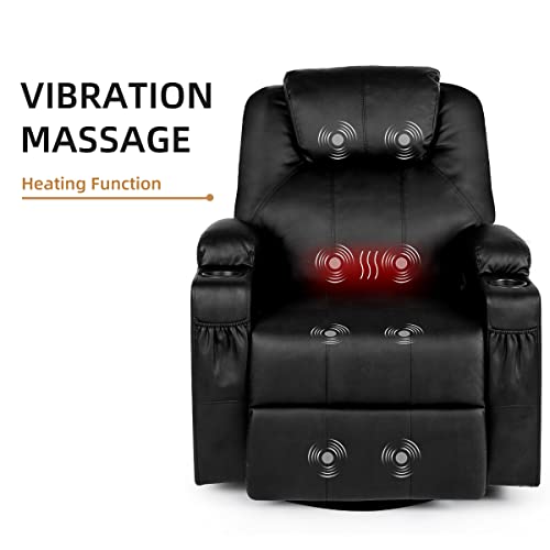 Esright Massage Recliner Chair Heated Composite Materials Ergonomic Lounge 360 Degree Swivel, 1 Chair, Black #TOP3